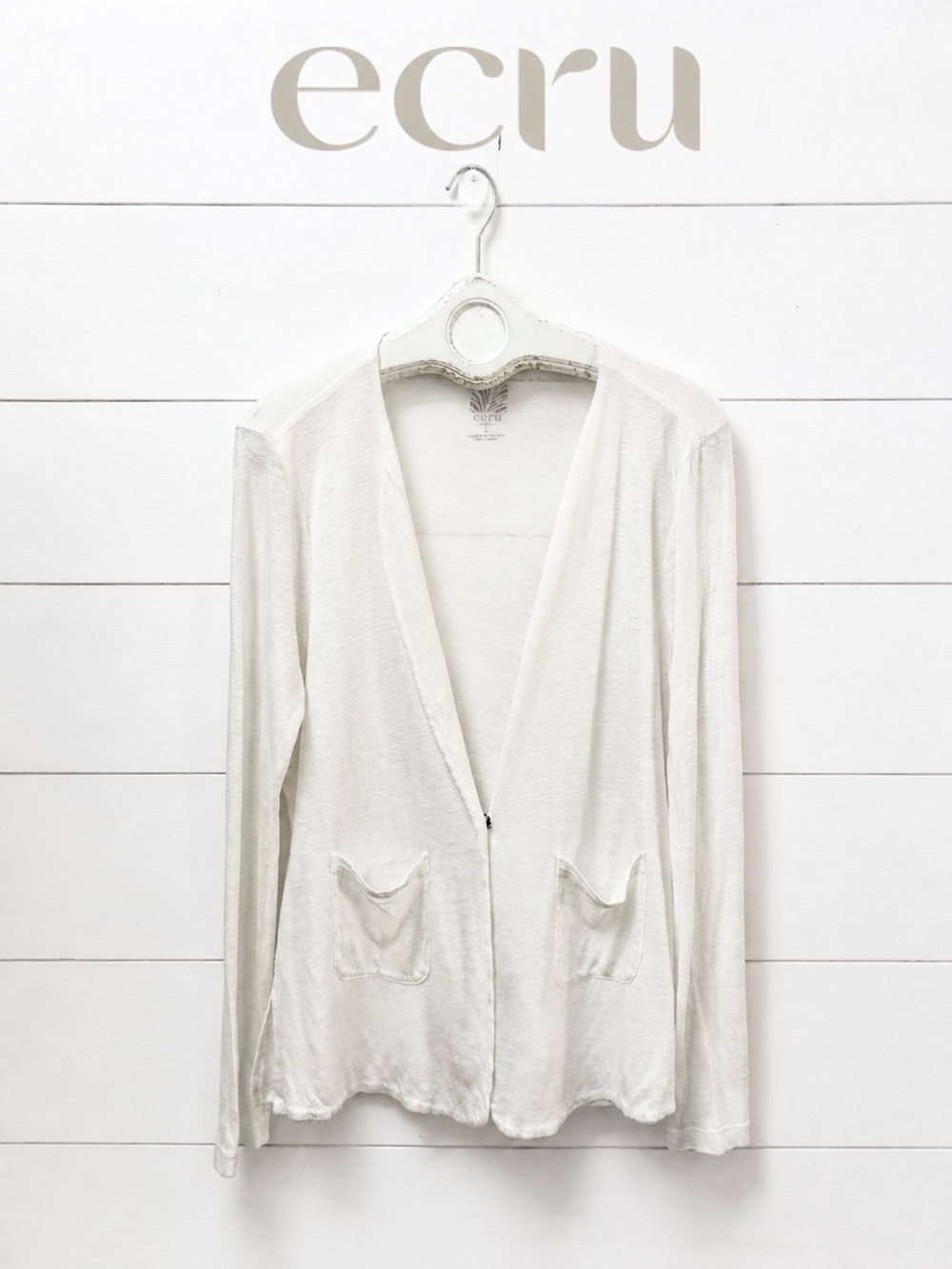 ECRU Lightweight Open Front Jacket Size